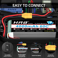 Аккумулятор для дрона HRB_ Lipo 6s 22.2V 4000mAh 60C Battery XT60 Plug (HR-4000MAH-6S-60C-XT60)