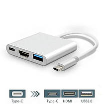 Hub Адаптер Dynamode Multiport 3-в-1 для ноутбуків, Перехідник адаптер з Type-C з передачею зображення 4К, фото 3