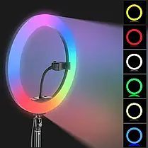 Кільцева LED Лампа RGB MJ33 (33см) + Штатив 2,1м +BT кнопка, Набір для Блогера Стримера Тіктокера, фото 6