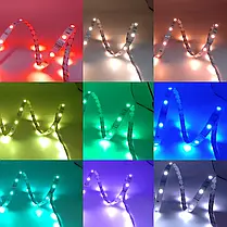 Стрічка для освітлення та декору (Rope-Lights) SMD5050-RGB bluetooth, дріт чорний, 5м (Різнокольорова), фото 6