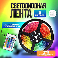 Лента для освещения и декора (Rope-Lights) SMD5050-RGB универсальная, провод прозрачный, 5м (Разноцветная)