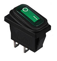 Клавишный переключатель с зеленой подсветкой и защитой (IP54)  KCD3-101W GR/B АСКО-УКРЕМ [A0140040034]