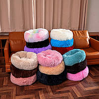 Лежанка Пухнастик для котів і собак Глибока. Діаметр - 40 см 622-10, М'який Пуфик для Домашніх Тварин 622-10