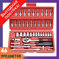 Набір Інструментів 46 Предметів LK202307-555, Тріскачка Викрутка з Насадками Головками та Бітами