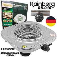 Кухонна плита електро для кухні Rainberg RB-010 2000 Вт, Спіральна електроплита, Конфорка електрична GY-23