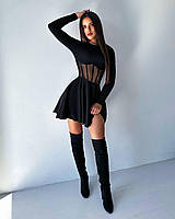 Платье женское с имитацией корсета мустанг рубчик 42-44, 46-48 (2цв) "CHERRY" недорого от прямого поставщика