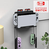 Настенное крепление DOBE для док станции консоли Nintendo Switch / NS OLED model / стеллаж для 28 игровых карт