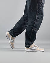 Чоловічі кросівки Nike SB Dunk Low Beige Gray White Взуття Найк СБ Данк Лоу низькі бежеві шкіра замш демісезон, фото 5