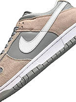 Чоловічі кросівки Nike SB Dunk Low Beige Gray White Взуття Найк СБ Данк Лоу низькі бежеві шкіра замш демісезон, фото 3
