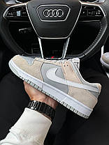 Чоловічі кросівки Nike SB Dunk Low Beige Gray White Взуття Найк СБ Данк Лоу низькі бежеві шкіра замш демісезон, фото 6