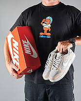 Чоловічі кросівки Nike SB Dunk Low Beige Gray White Взуття Найк СБ Данк Лоу низькі бежеві шкіра замш демісезон, фото 4