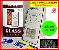 Защитное стекло для Apple iPhone 15 Plus Double Tempered 5D на экран стекло АЙФОН 15+ ПЛЮС черное ЗАКАЛЕННОЕ