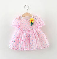 Нежное платье для девочки с цветочком розовое 2156, розмір 85