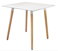 Квадратний стіл обідній Нурі 80х80 см білий ніжки дерев'яні