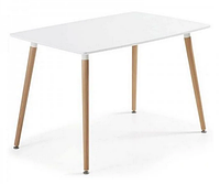 Обідній стіл SDM Нурі 120х80 см прямокутний білий ніжки дерев'яні