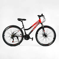 Велосипед Спортивний Corso «KLEO» 26" дюймів KL-26659 Чорно-червоний