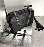 Чорна сумка STELLA з натуральної шкіри пітона, фото 2
