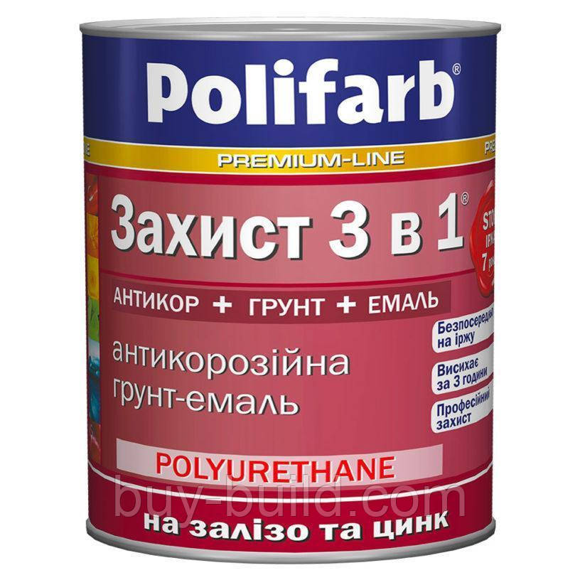 Емаль 3в1 Polifarb з молот.еф черная 0,8