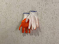 Перчатки рабочие прорезиненные бело-оранжевые PD-22