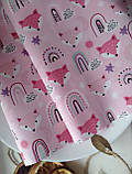Тканина бавовна для рукоділля рожеві лисички та веселка на рожевому, фото 2