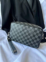 Мужская сумка и барсетка отличное качество LV Alpha Wearable Wallet Grey Chess 24*15*8