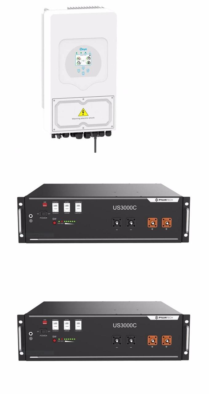 Комплект резервного живлення інвертор Deye SUN-8KSG03LP1-EU + 2АКБ Pylontech US3000C + кабель 1.5м