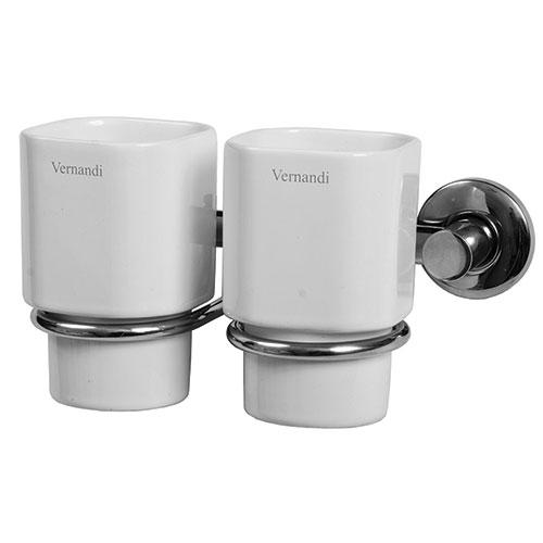 Стакан подвійний для зубних щіток з кріпленням з нержавійки, фото 1