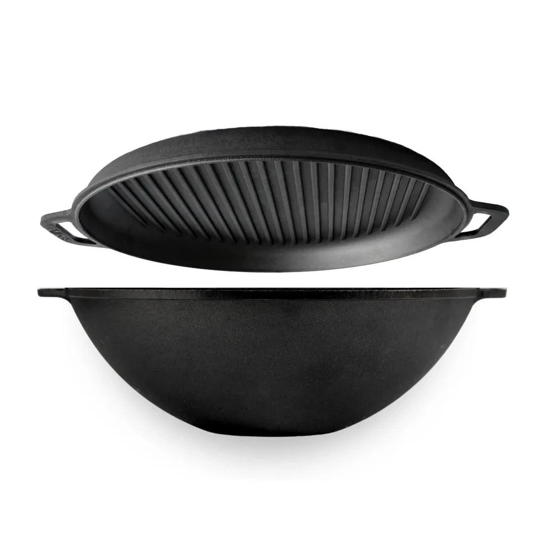 Чавунний казан WOK із кришкою-сковородою гриль, 8 л Brizoll, Брізол W36-4, фото 1