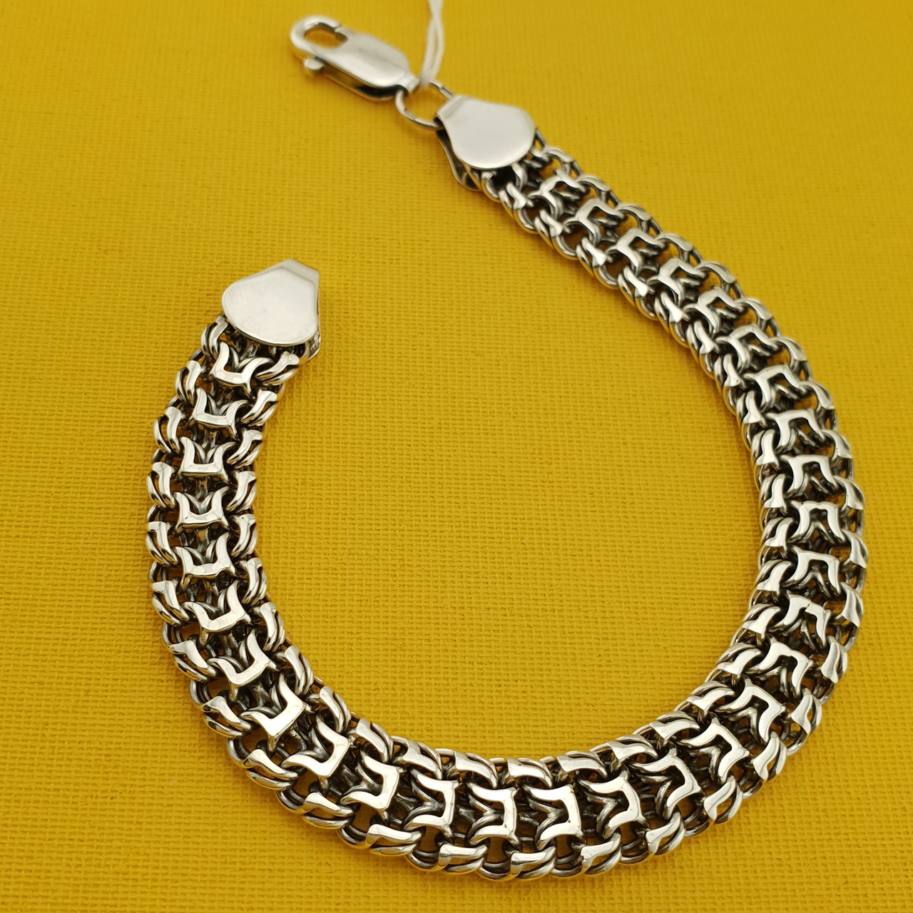 Срібний браслет чоловічий масивний Фараон. Широкий браслет на руку срібло 925. Ширина 10 мм. 19 см, фото 1