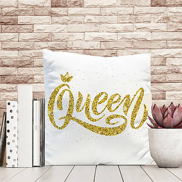 Декоративна подушка з текстовим принтом Queen