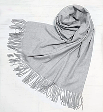 Теплий кашеміровий шарф палантин Саллі 180*65 см світло-сірий однотонний, фото 2