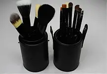 Професійний набір пензлів для макіяжуMАС 12 шт Чорні, Набори пензлів для макіяжу в тубусі, фото 5