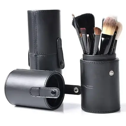 Професійний набір пензлів для макіяжуMАС 12 шт Чорні, Набори пензлів для макіяжу в тубусі, фото 1