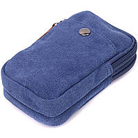 Практичная сумка-чехол на пояс с металлическим карабином из текстиля Vintage 22226 Синий Отличное качество