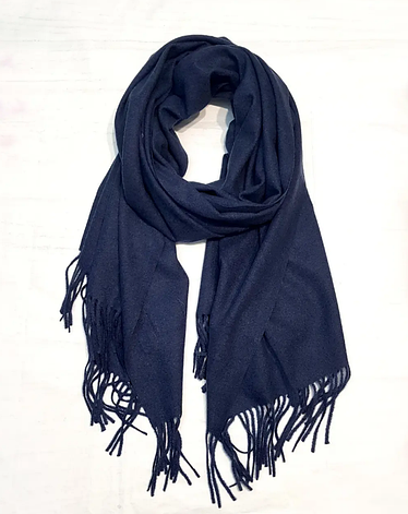 Теплий кашеміровий шарф палантин Саллі 180*65 см темно-синій однотонний, фото 2