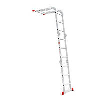 Драбина INTERTOOL LT-0030 з алюмінію, багатофункціональна, трансформер, 4*3 сходинки, 3,70м, 150 кг, фото 6