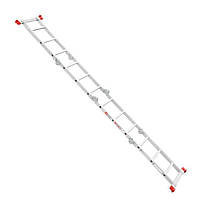 Драбина INTERTOOL LT-0030 з алюмінію, багатофункціональна, трансформер, 4*3 сходинки, 3,70м, 150 кг, фото 5