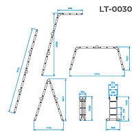 Драбина INTERTOOL LT-0030 з алюмінію, багатофункціональна, трансформер, 4*3 сходинки, 3,70м, 150 кг, фото 9