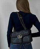 Женская сумочка, клатч отличное качество Gucci Large Marmont Brown Dark Blue 28х16х7 Отличное качество