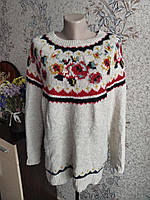 Жіночий светр з орнаментом джемпер реглан розмір L-XL
