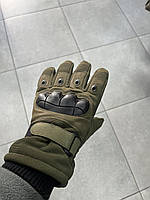 Зимние тактические перчатки на хутре, перчатки олива,хаки М