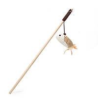 Іграшка Taotaopets 014430 Дерев яна паличка з пір'ям 40 см миша