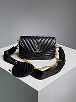 Женская сумочка, клатч отличное качество Louis Vuitton Wave Multi Pochette Black/Gold 20 х 13 х 7 см Отличное