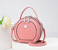 Сумка женская круглая Prada маленькая, мини сумочка для девушки Прада Розовый Отличное качество