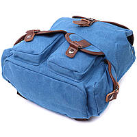 Вместительный текстильный рюкзак что закрывается клапаном на магнит Vintage 22152 Голубой Отличное качество