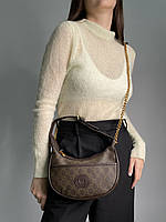 Женская сумочка, клатч отличное качество Gucci Marmont Half-Moon-Shaped Mini Bag Brown 25 х 13 х 5 см