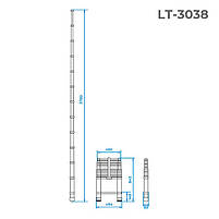 Драбина INTERTOOL LT-3038 з алюмінію, телескопічна 12 сход., 3,78 м, 150 кг, фото 4