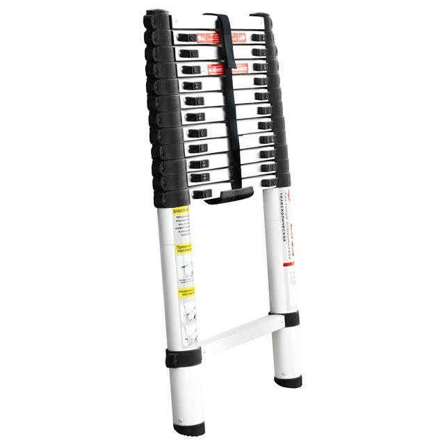 Драбина INTERTOOL LT-3038 з алюмінію, телескопічна 12 сход., 3,78 м, 150 кг