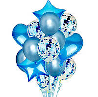 Набор воздушных шаров голубой 14штук Фонтан из воздушных шаров Голубые воздушные шары