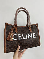 Женская сумочка, клатч отличное качество Celine Horizontal Cabas In Triomphe With Print Tan Brown 35 х 23 х